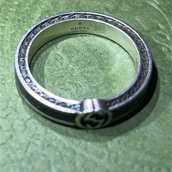 Gucci Interlocking G Enamel Ring Black Ag925 - Image 3