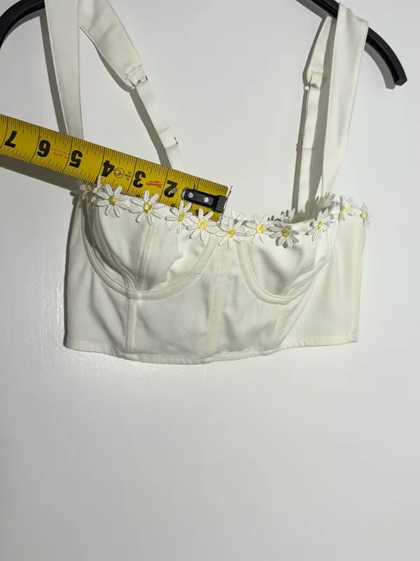Urban Outfitters White Daisy-Trim Longline Bralette - Image 8