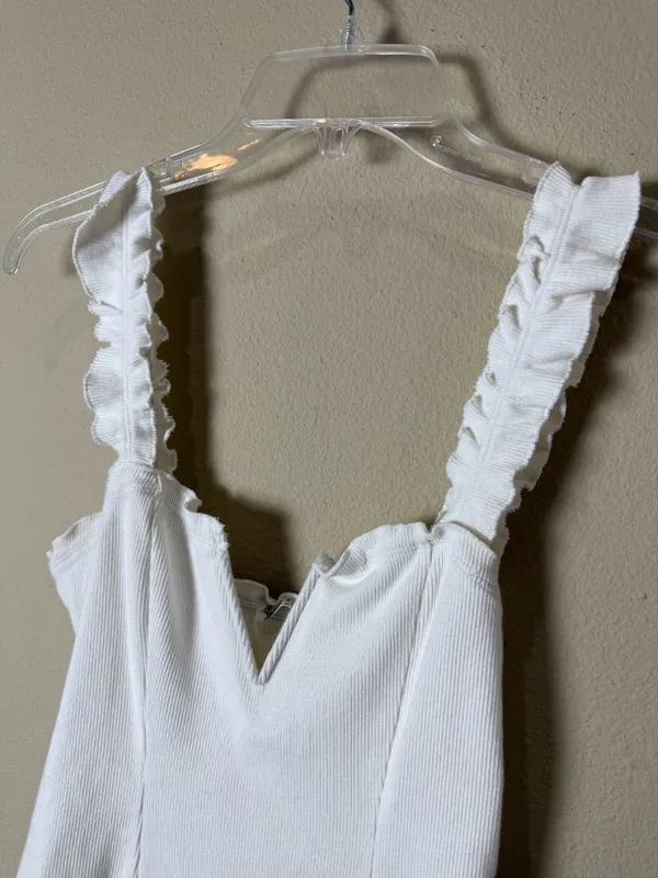 Intimately Free People Ruffle V-Neck Ribbed Mini Dress / Slip Size Small - Image 2