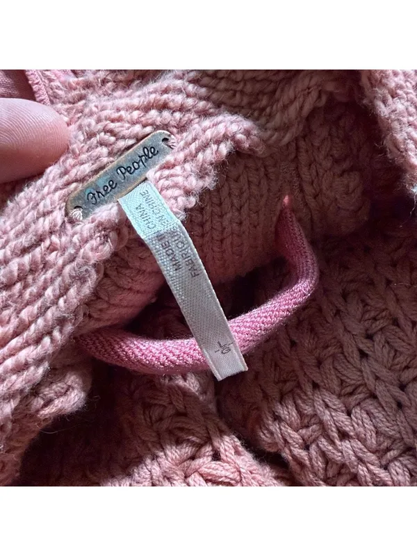 Free People Sweater Maybe Baby Pullover Sweater chunky knit lace up back - Image 4