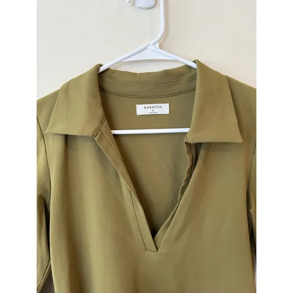 Aritzia Babaton Contour Long Sleeve Polo Women Size M Seamless Stretch Top Boho - Image 8