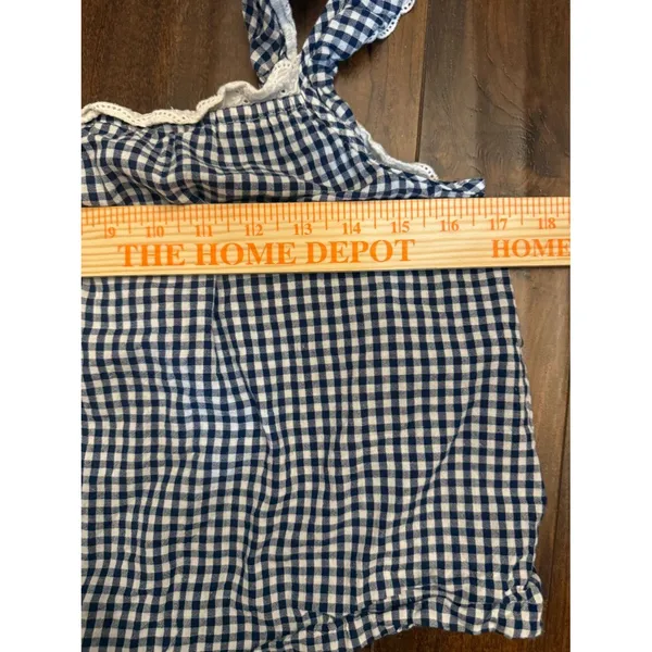 Caroline Constas 2pc Cotton Gingham Short Pajamas Set Size Navy Small - Image 7