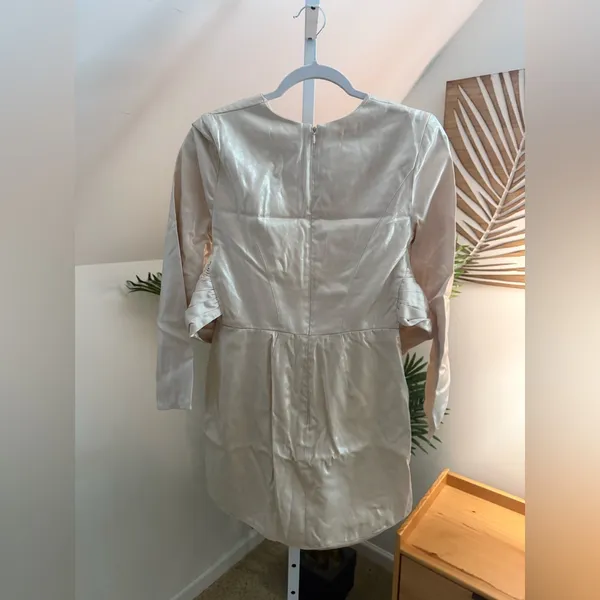 Keepsake The Label Emilio Long Sleeve Mini Dress In Oyster engagement bridal‎ M - Image 5