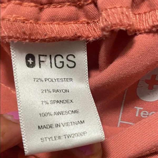 Figs Women's Coral Scrub Pants with Yellow Drawstring - Image 7