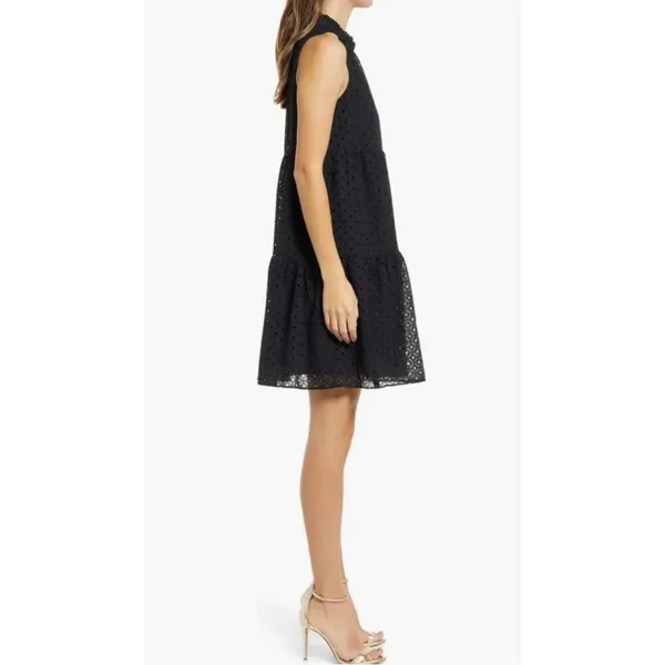 Lilly Pulitzer Novella Eyelet Lace Sleeveless Swing Dress Size XS‎ Onyx Black - Image 3