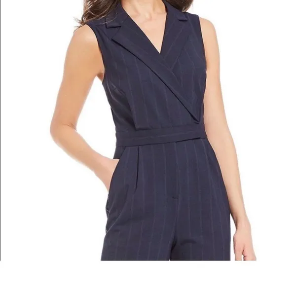ANTONIO MELANI women Dark Blue Striped Jumpsuit size 6 - Image 3