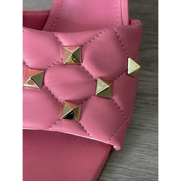 Marc Fisher Size 8M Salmon Pink Studded Slide Heels‎ Square Toe Mule Sandals - Image 11