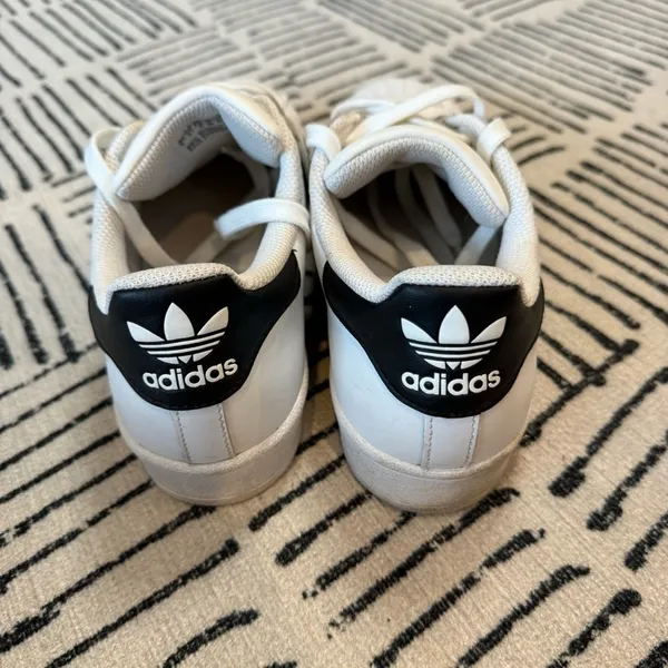 Adidas Superstar White Black Leather Shell Toe Sneakers Women’s 8 - Image 5