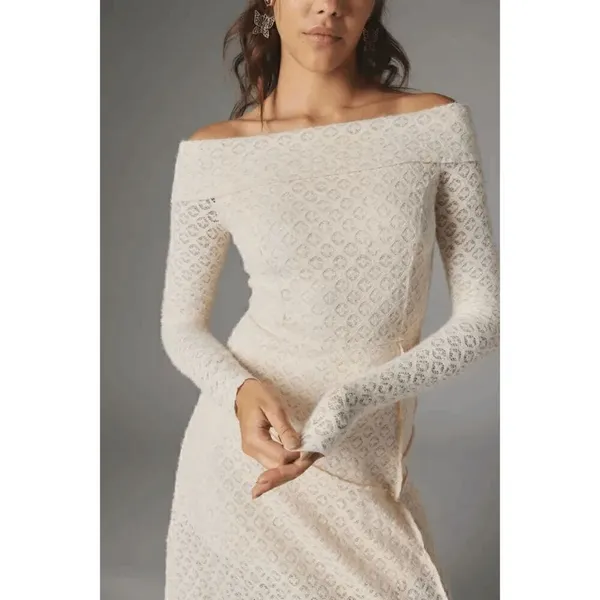Urban Outfitters Yaya Ivory Soft Off The Shoulder Boho Dress XS NWOT - Image 9