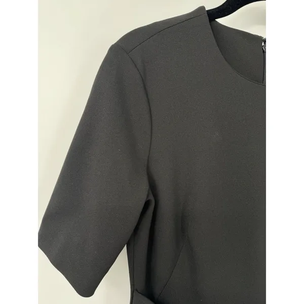 Calvin Klein Black Midi Dress 2 Tulip Pleated Front • Classic Office • Elegant - Image 5