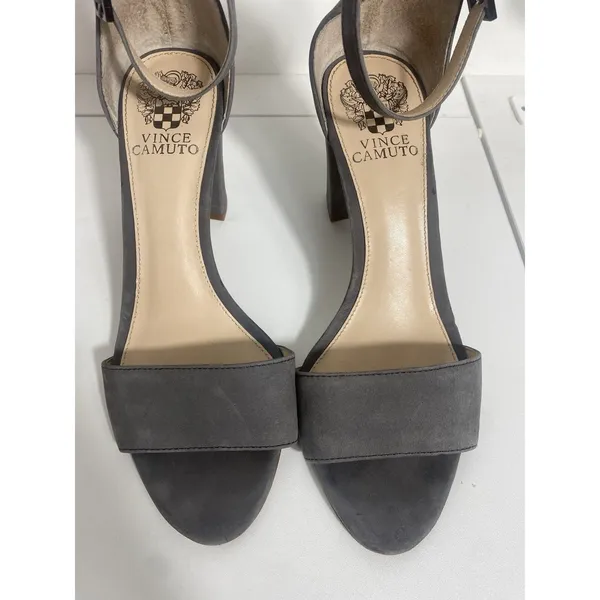 Vince Camuto Corlina Gray Suede Leather Dress Sandal Block Heel Womens Size 7.5M - Image 3