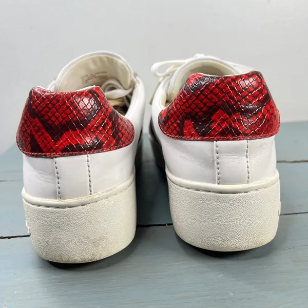 Michael Kors Poppy White Red Snakeskin Logo Platform Sneakers AN20L Womens 7.5M - Image 6