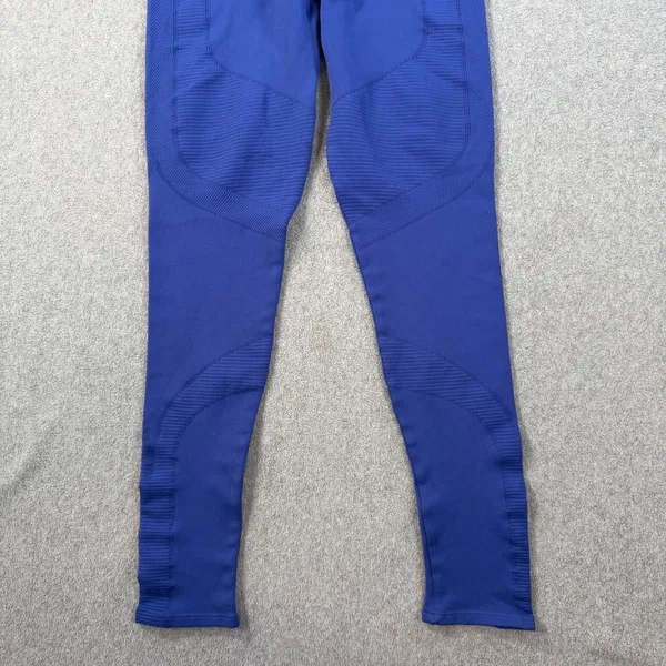 NUX Blue Ribbed Leggings Size Medium High Rise Active Stretch - Image 2