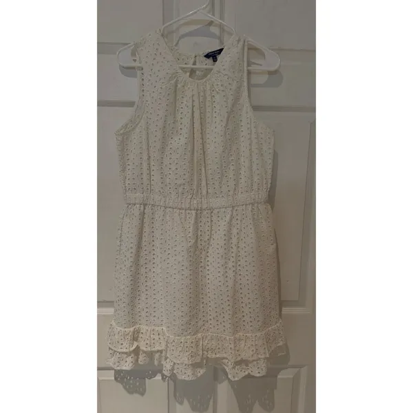 NWOT Y2K Women's Peter Som Collection Eyelet Ruffle Dress Mini‎ Flare Layered-12 - Image 5
