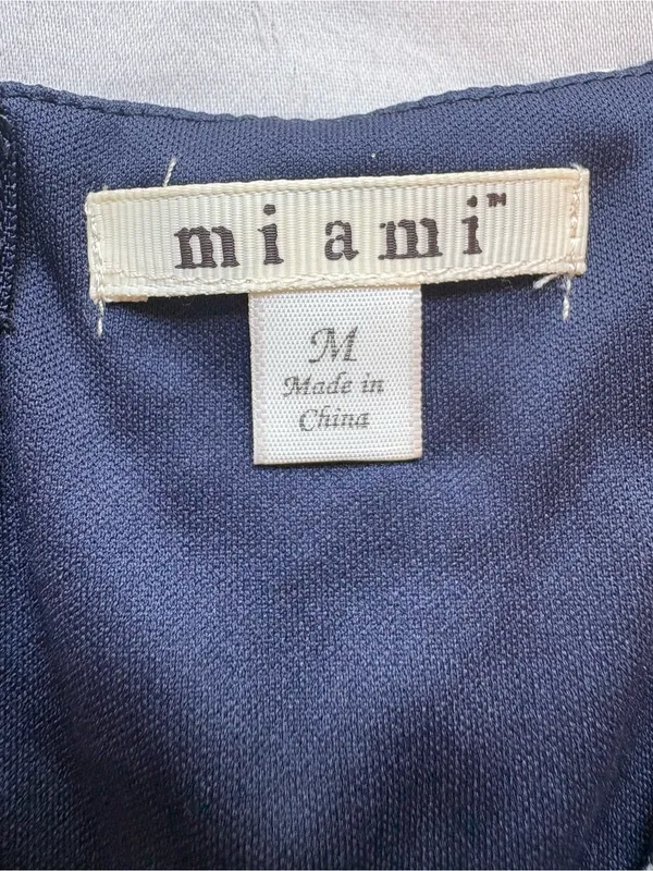 Mi Ami Navy White Embroidered Cotton Mini Dress Size M - Image 2