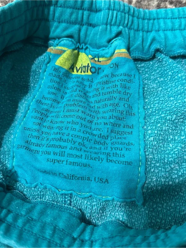 Aviator Nation Women's Size XL Teal Blue Green Fleece 5 Stripe Sweat Shorts - Image 3