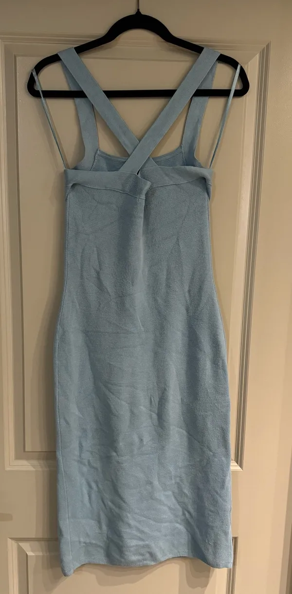 Abercrombie and Fitch Sleeveless Square Neck Knit Midi Dress in Blue - Image 3