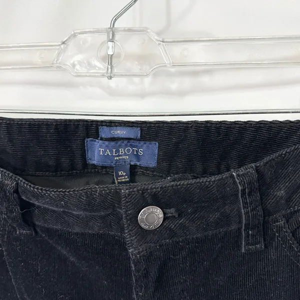 Talbots Size 10P Corduroy Pants Black Corduroy Bootcut Stretch Holiday 1338‎ - Image 7