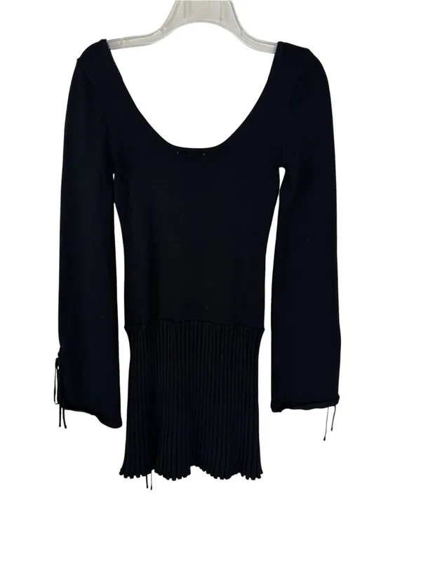 Meshki Britney Long Sleeve Knit Side Slit Mini Dress Black Size S - Image 6