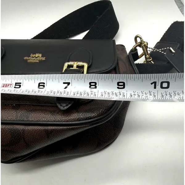 Coach Signature Lucy Crossbody‎ Bag Womens Small Brown Canvas Leather Buckle - Image 10