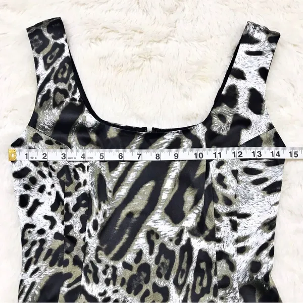 JAY GODFREY Leopard Print Satin Mini Dress‎ Sleeveless Black White Size 0 New - Image 10