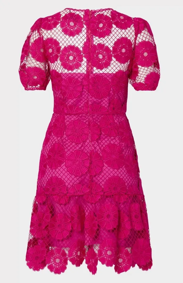 Pink Floral Lace Dress - Image 5