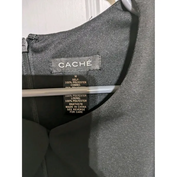 Cache Dress Women Black Gold Sequin Sleeveless Knee Length Cocktail Size 4 - Image 11