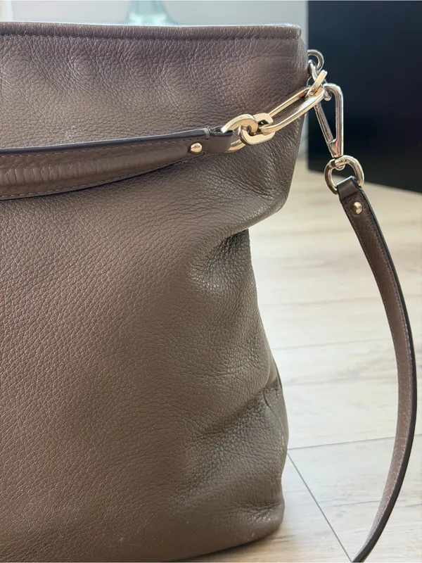 Coach Taupe Pebbled Leather Hobo Shoulder Bag - Image 8