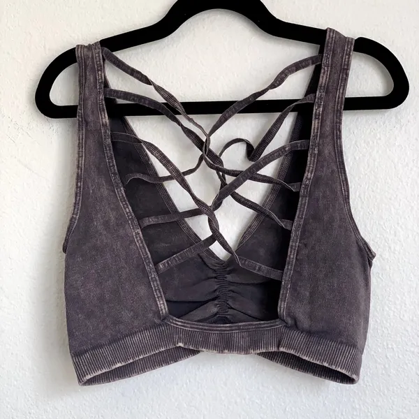 NEW Free People Criss Cross Bandeau Bralette in Stone‎ Gray - Image 4