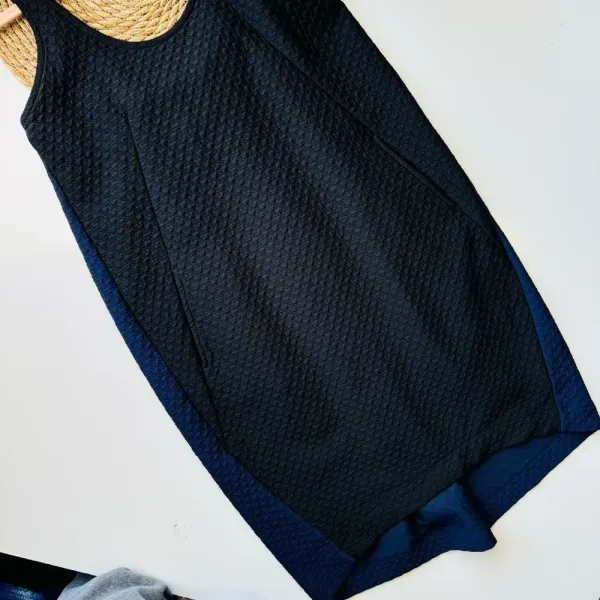 Anthropologie Maeve Dress Navy/Black Colorblock Sleeveless Pleated‎ Back Size M - Image 3