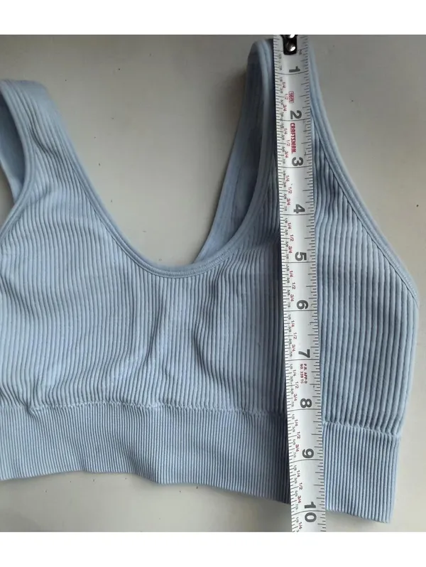 Aerie Light Blue Ribbed Sports Bra Top Size S/P - Image 5