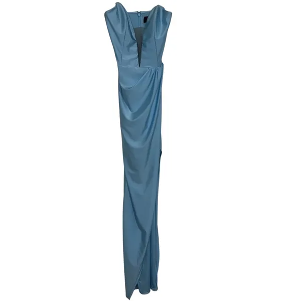 Michael Costello X Revolve Jake Strapless Plunging Maxi Gown Baby Blue - Image 3