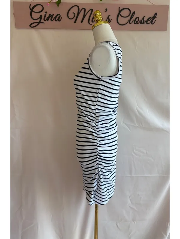 BTFBM Women's Black and White Striped Sleeveless Bodycon Dress Size Small - Image 3
