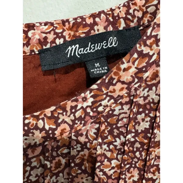 Madewell Floral Flutter Sleeve Mini Dress Women’s Medium Cottage Garden Brown - Image 4
