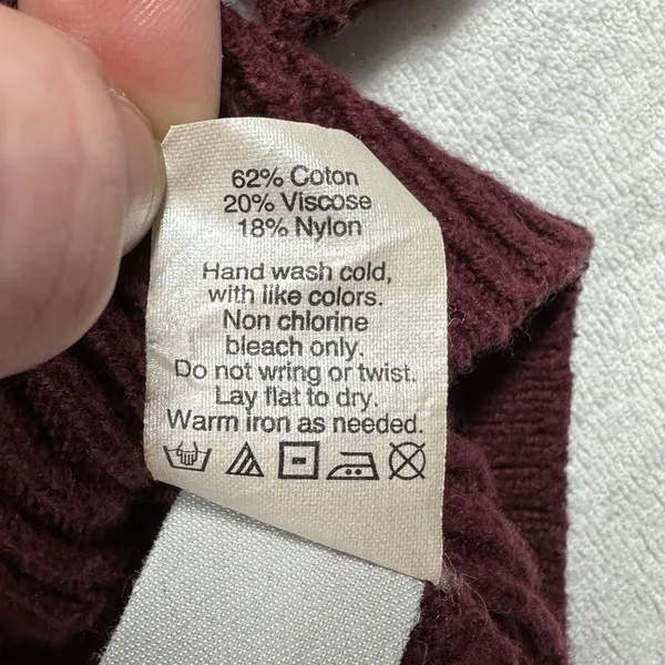 Madewell Women’s Waffle Knit Crewneck Sweater Size M Burgundy Pullover - Image 4