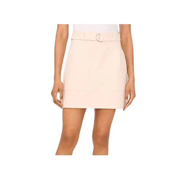 1. STATE Linen Blend Belted Mini Pencil Skirt White Swan Size 4 - Image 5