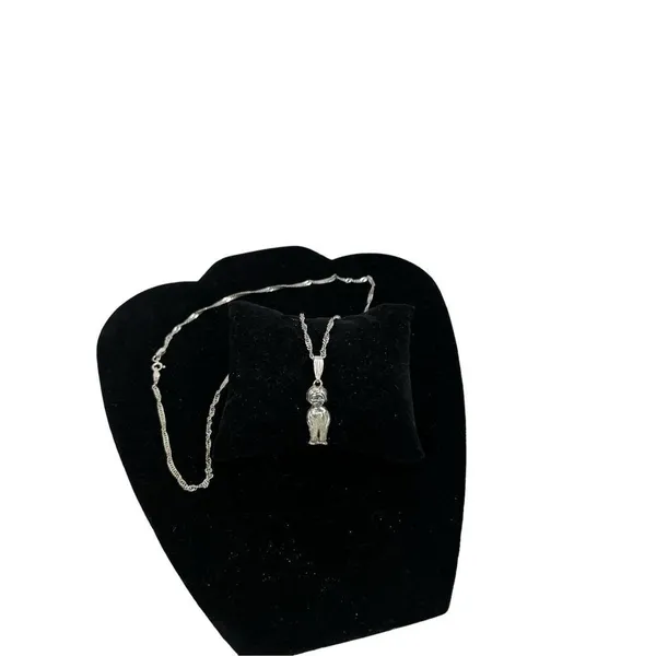 Boy charm necklace pendant 925 marking boy with overalls - Image 4