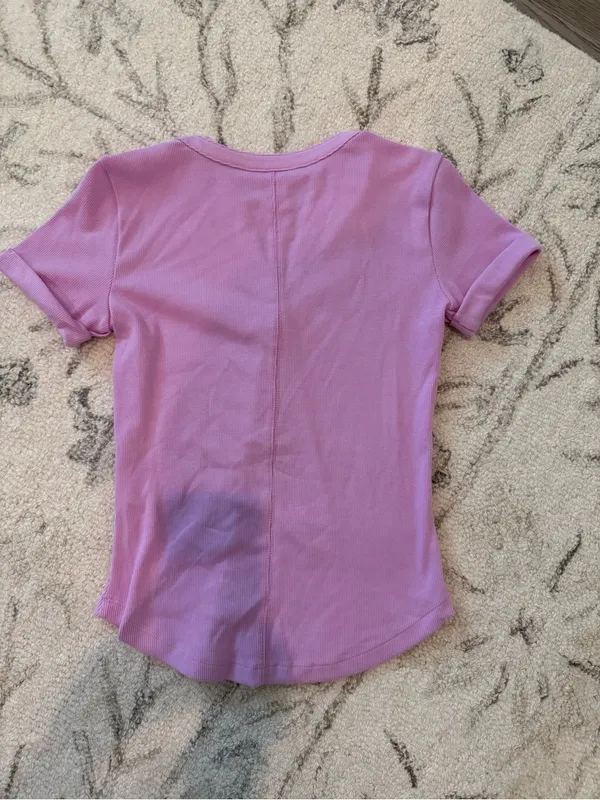 ON 34th Ribbed Henley Tee – Lavender Pink | Women’s XXS | Like New - Image 8