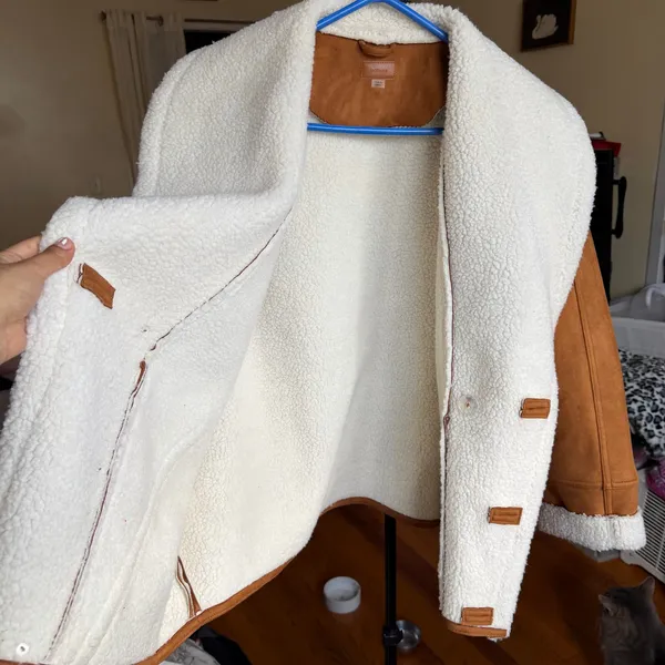 Mother The‎ Brrly Coat Wash Staying In Size Large Brown White Warm Coat Luxury - Image 8