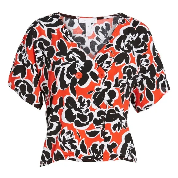 NWT Nordstrom Leith Double Button Floral Blouse - Image 2