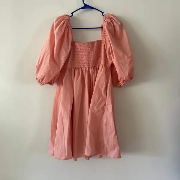 Abercrombie & Fitch Poplin Pink Puff Sleeve Dress Size M - Image 4