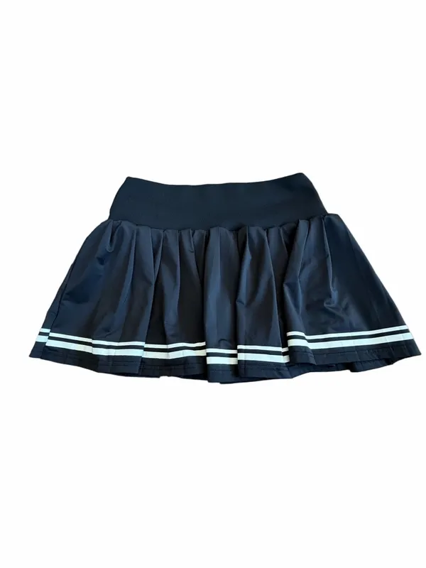 Jolie & Joy Black Pleated Mini Skort with White Stripe Detail - Image 2