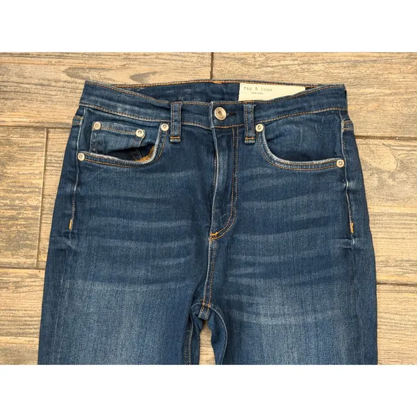 Rag & Bone High Rise Ankle Skinny Jeans Dark Wash Raw Step Hem Size 26‎ Modern - Image 6