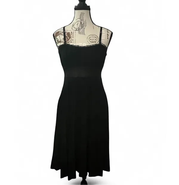 Taboo Vintage Y2K Babydoll Style Black Dress Women’s Medium Spaghetti Strap Lace - Image 4