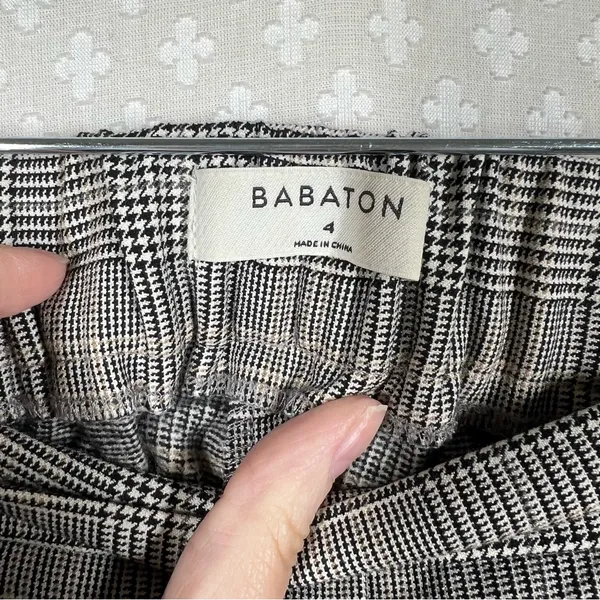 Aritzia Babaton Black‎ Brown Plaid Straight Pull On Pants - Image 4
