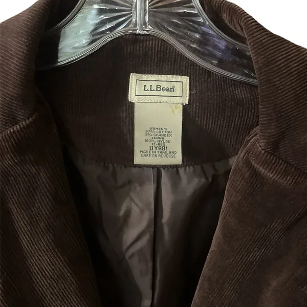 L.L. Bean corduroy blazer size 12 chocolate brown - Image 2