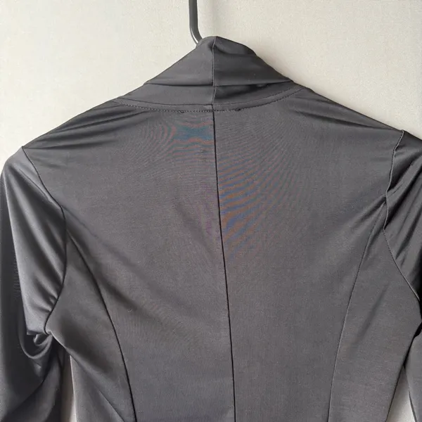 ANGL Office Siren MobWife Surplice Draped Bodysuit Small Black Goth‎ Minimalist - Image 7