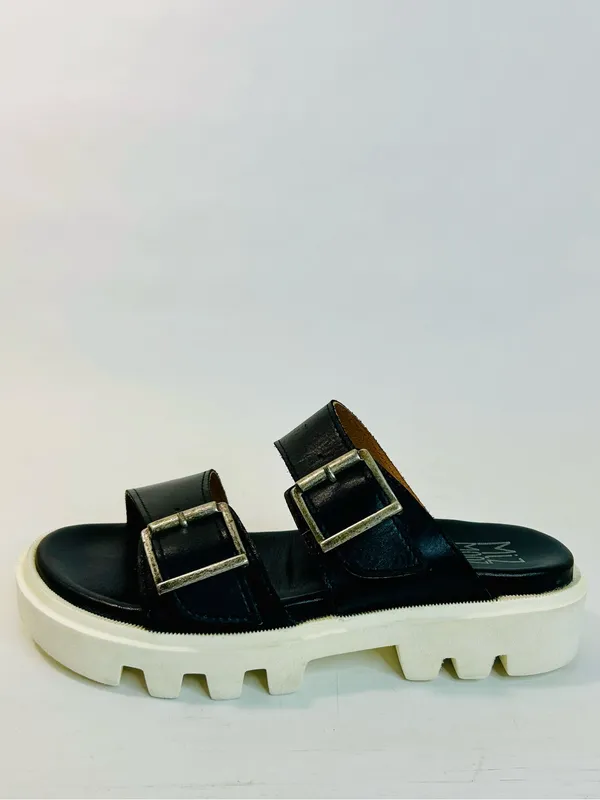 Miz Mooz Peyton Black Leather Lug Sole Platform Slide Sandals Size 39/US 8.5-9 - Image 4