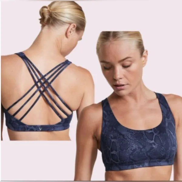 Victoria's Secret Flow on Point Navy Snake-Print Sports Bra - Image 3