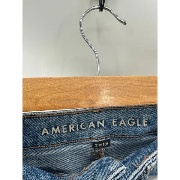 American Eagle Stretch Medium Wash Mom Jean Heavy Distressing Women Size‎ 00 - Image 7